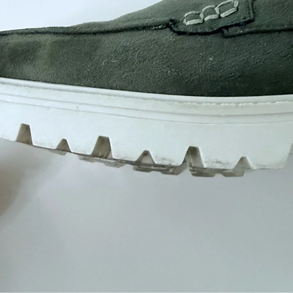 Journee Collection Erika Lug Sole Loafers – Olive Green–Faux Suede Size 8 - Picture 14 of 15